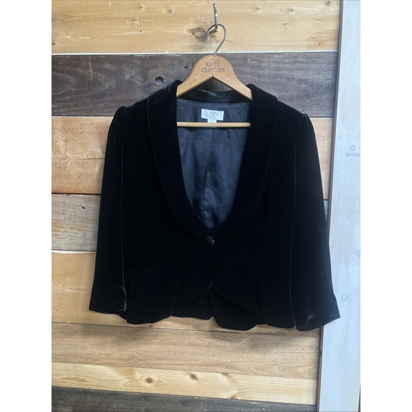 90’s vintage Velvet Black Jacket Women's Black Holiday Top - Picture 2 of 11